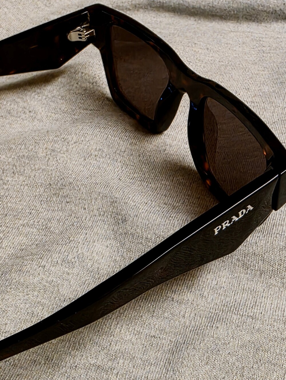 Prada Rectangular Tortoiseshell Sunglasses - Brown Lenses - Picture 6 of 9